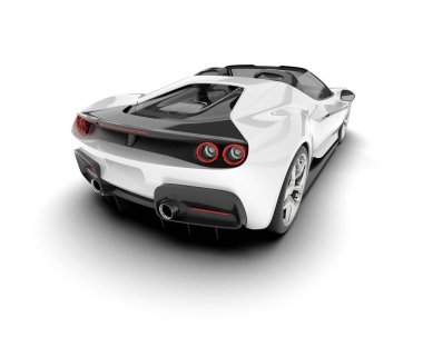 Beyaz arka planda beyaz spor araba. 3d görüntüleme - illüstrasyon