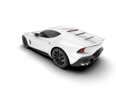 Beyaz arka planda beyaz spor araba. 3d görüntüleme - illüstrasyon