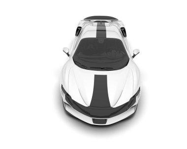 Beyaz arka planda beyaz spor araba. 3d görüntüleme - illüstrasyon