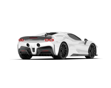 Beyaz arka planda beyaz spor araba. 3d görüntüleme - illüstrasyon