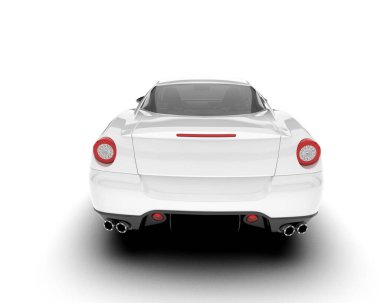 Beyaz arka planda beyaz spor araba. 3d görüntüleme - illüstrasyon