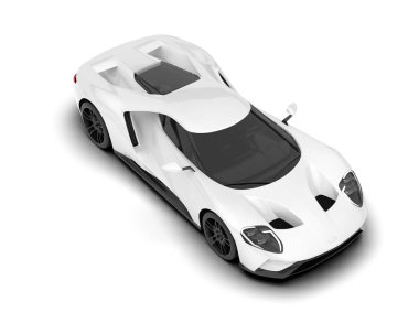 Beyaz arka planda beyaz spor araba. 3d görüntüleme - illüstrasyon