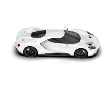 Beyaz arka planda beyaz spor araba. 3d görüntüleme - illüstrasyon