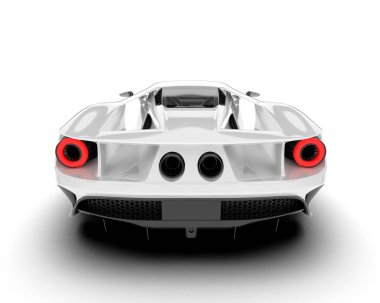 Beyaz arka planda beyaz spor araba. 3d görüntüleme - illüstrasyon