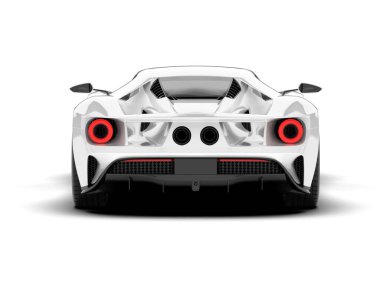 Beyaz arka planda beyaz spor araba. 3d görüntüleme - illüstrasyon