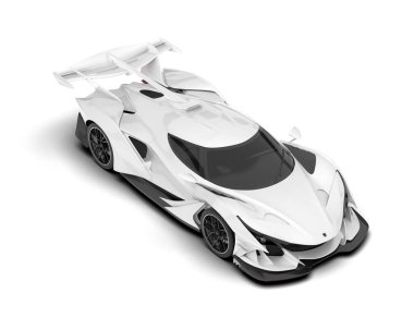 Beyaz arka planda beyaz spor araba. 3d görüntüleme - illüstrasyon