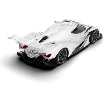 Beyaz arka planda beyaz spor araba. 3d görüntüleme - illüstrasyon