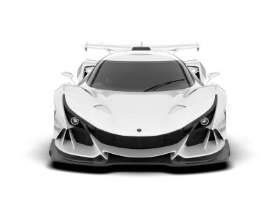 Beyaz arka planda beyaz spor araba. 3d görüntüleme - illüstrasyon