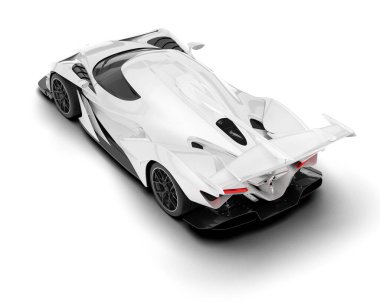 Beyaz arka planda beyaz spor araba. 3d görüntüleme - illüstrasyon