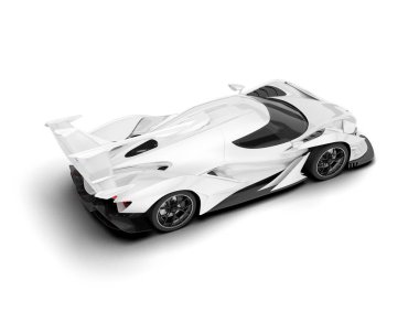 Beyaz arka planda beyaz spor araba. 3d görüntüleme - illüstrasyon