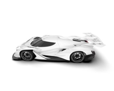 Beyaz arka planda beyaz spor araba. 3d görüntüleme - illüstrasyon