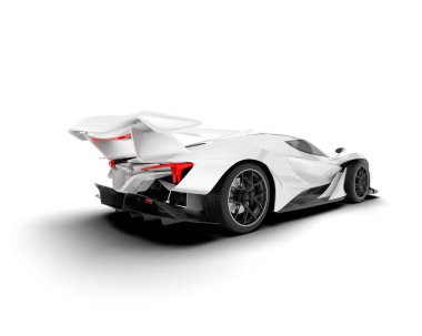 Beyaz arka planda beyaz spor araba. 3d görüntüleme - illüstrasyon