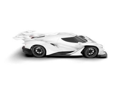 Beyaz arka planda beyaz spor araba. 3d görüntüleme - illüstrasyon