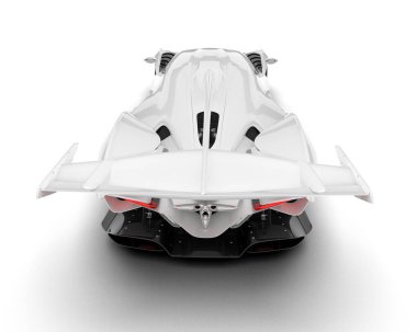 Beyaz arka planda beyaz spor araba. 3d görüntüleme - illüstrasyon