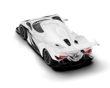 Beyaz arka planda beyaz spor araba. 3d görüntüleme - illüstrasyon