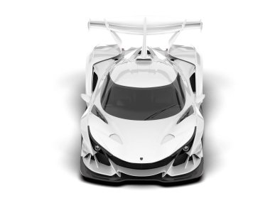 Beyaz arka planda beyaz spor araba. 3d görüntüleme - illüstrasyon