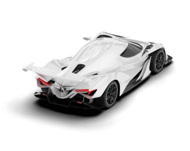 Beyaz arka planda beyaz spor araba. 3d görüntüleme - illüstrasyon