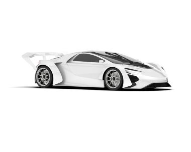 Beyaz arka planda beyaz spor araba. 3d görüntüleme - illüstrasyon