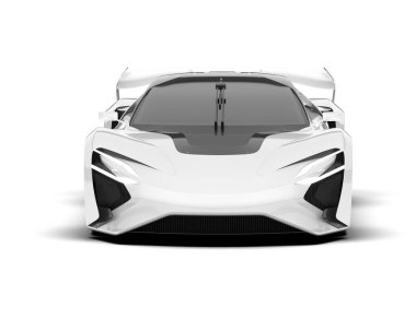 Beyaz arka planda beyaz spor araba. 3d görüntüleme - illüstrasyon