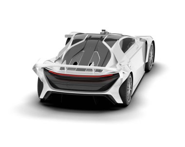 Beyaz arka planda beyaz spor araba. 3d görüntüleme - illüstrasyon