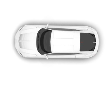 Beyaz arka planda beyaz spor araba. 3d görüntüleme - illüstrasyon