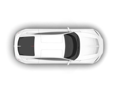 Beyaz arka planda beyaz spor araba. 3d görüntüleme - illüstrasyon