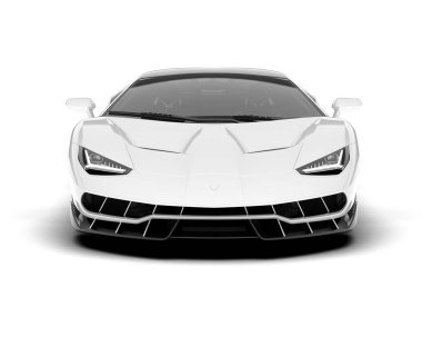 Beyaz arka planda beyaz spor araba. 3d görüntüleme - illüstrasyon