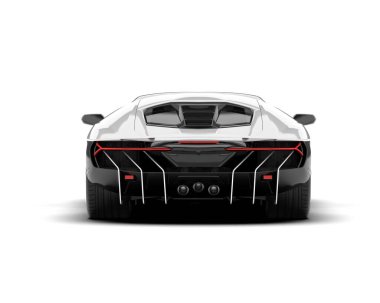 Beyaz arka planda beyaz spor araba. 3d görüntüleme - illüstrasyon