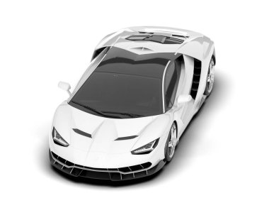 Beyaz arka planda beyaz spor araba. 3d görüntüleme - illüstrasyon