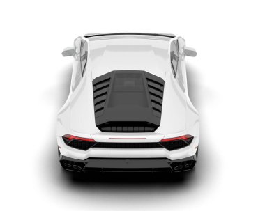 Beyaz arka planda beyaz spor araba. 3d görüntüleme - illüstrasyon