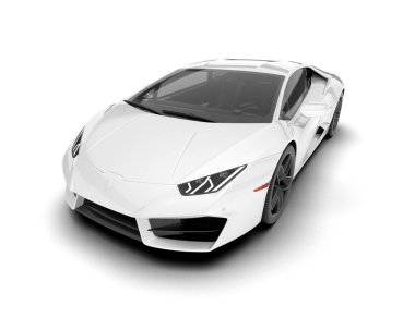 Beyaz arka planda beyaz spor araba. 3d görüntüleme - illüstrasyon