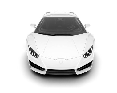 Beyaz arka planda beyaz spor araba. 3d görüntüleme - illüstrasyon