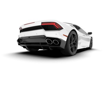 Beyaz arka planda beyaz spor araba. 3d görüntüleme - illüstrasyon