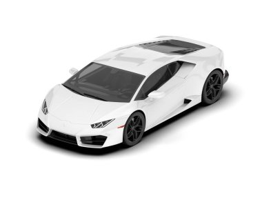 Beyaz arka planda beyaz spor araba. 3d görüntüleme - illüstrasyon