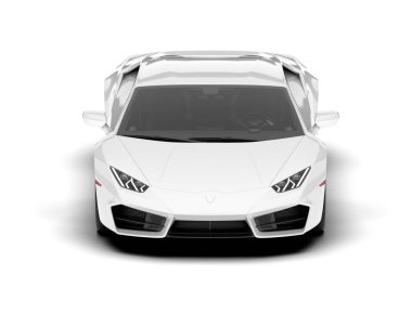 Beyaz arka planda beyaz spor araba. 3d görüntüleme - illüstrasyon