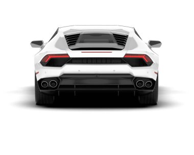 Beyaz arka planda beyaz spor araba. 3d görüntüleme - illüstrasyon