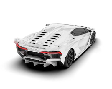 Beyaz arka planda beyaz spor araba. 3d görüntüleme - illüstrasyon