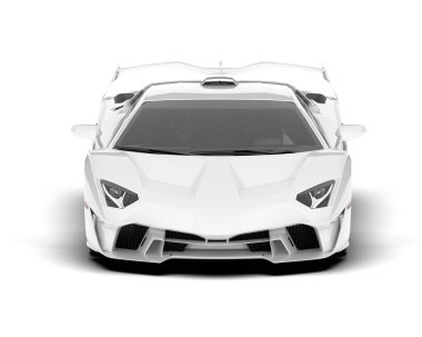 Beyaz arka planda beyaz spor araba. 3d görüntüleme - illüstrasyon