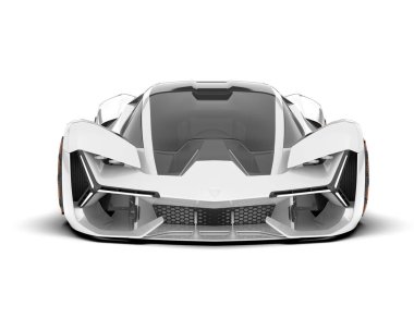 Beyaz arka planda beyaz spor araba. 3d görüntüleme - illüstrasyon