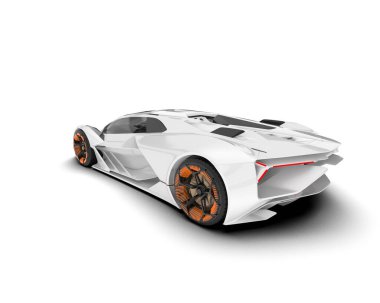 Beyaz arka planda beyaz spor araba. 3d görüntüleme - illüstrasyon