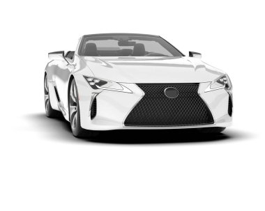 Beyaz arka planda beyaz spor araba. 3d görüntüleme - illüstrasyon