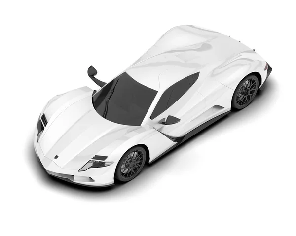 Biały Samochód Sportowy Białym Tle Renderowanie Ilustracja — Zdjęcie stockowe