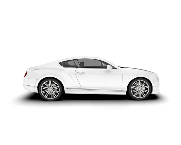 White sport car on white background. 3d rendering - illustration