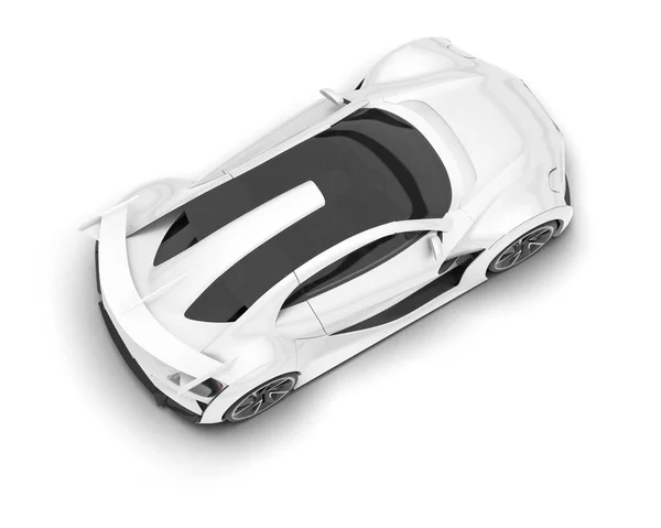 白い背景に白いスポーツカー 3Dレンダリング イラスト — ストック写真