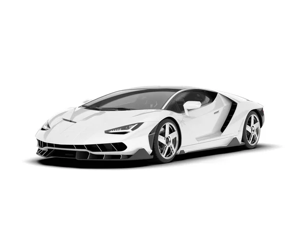 Bílé Sportovní Auto Bílém Pozadí Vykreslování Ilustrace — Stock fotografie