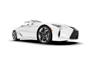 Beyaz arka planda beyaz spor araba. 3d görüntüleme - illüstrasyon