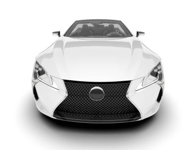 Beyaz arka planda beyaz spor araba. 3d görüntüleme - illüstrasyon