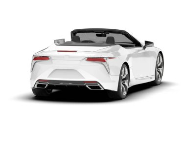 Beyaz arka planda beyaz spor araba. 3d görüntüleme - illüstrasyon