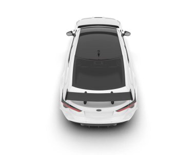 Beyaz arka planda beyaz spor araba. 3d görüntüleme - illüstrasyon