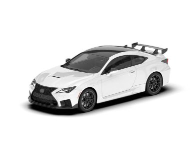 Beyaz arka planda beyaz spor araba. 3d görüntüleme - illüstrasyon